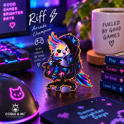 Riff – Neon Flock Enamel Pin